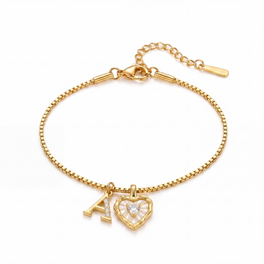 Lily Initial Heart Bracelet
