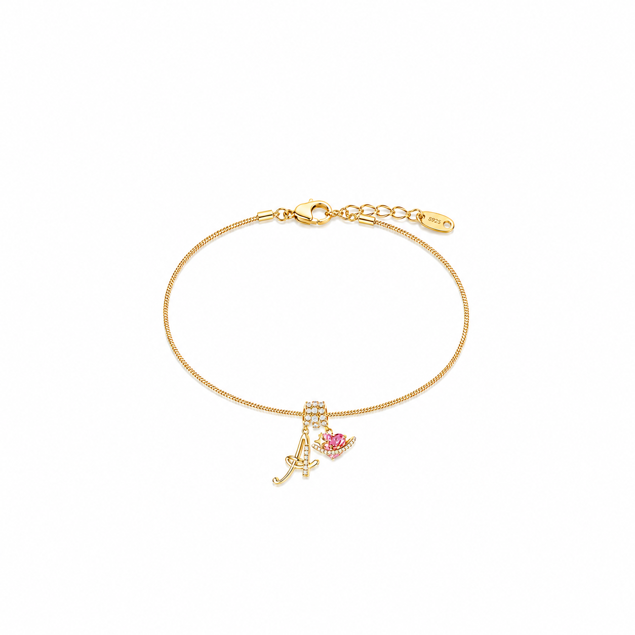 Gracie Initial Heart Bracelet