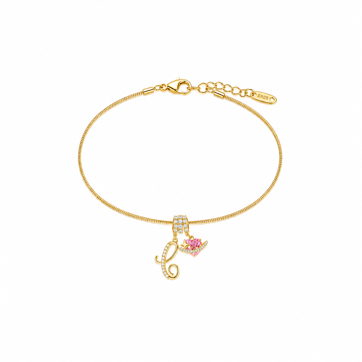Gracie Initial Heart Bracelet