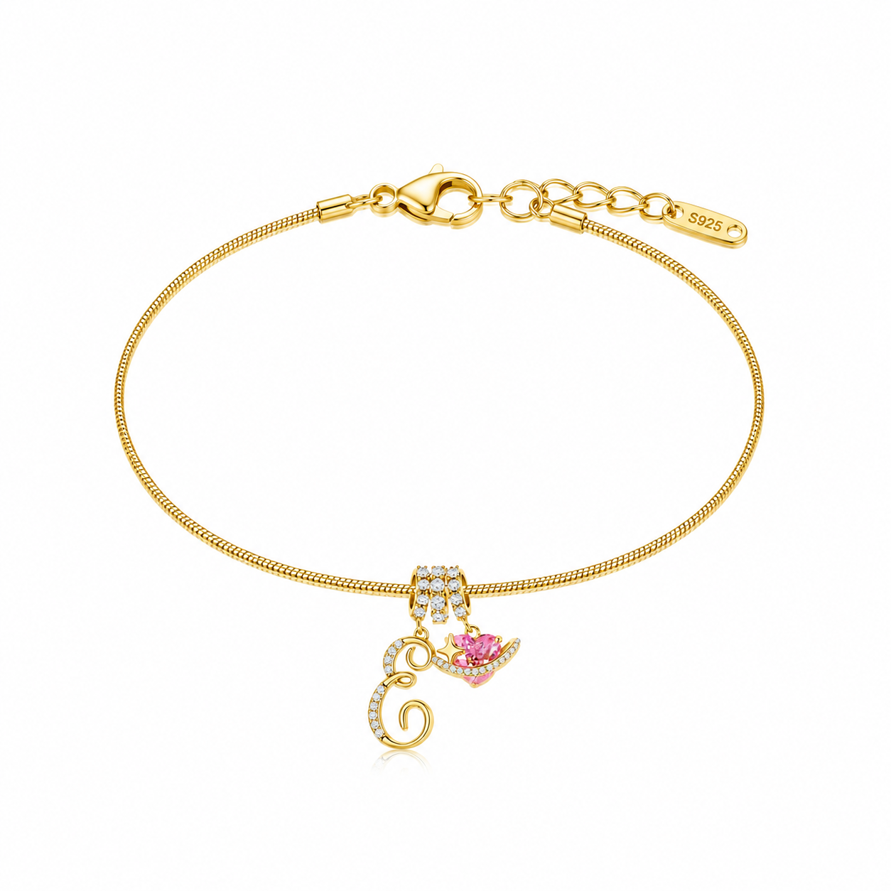 Gracie Initial Heart Bracelet