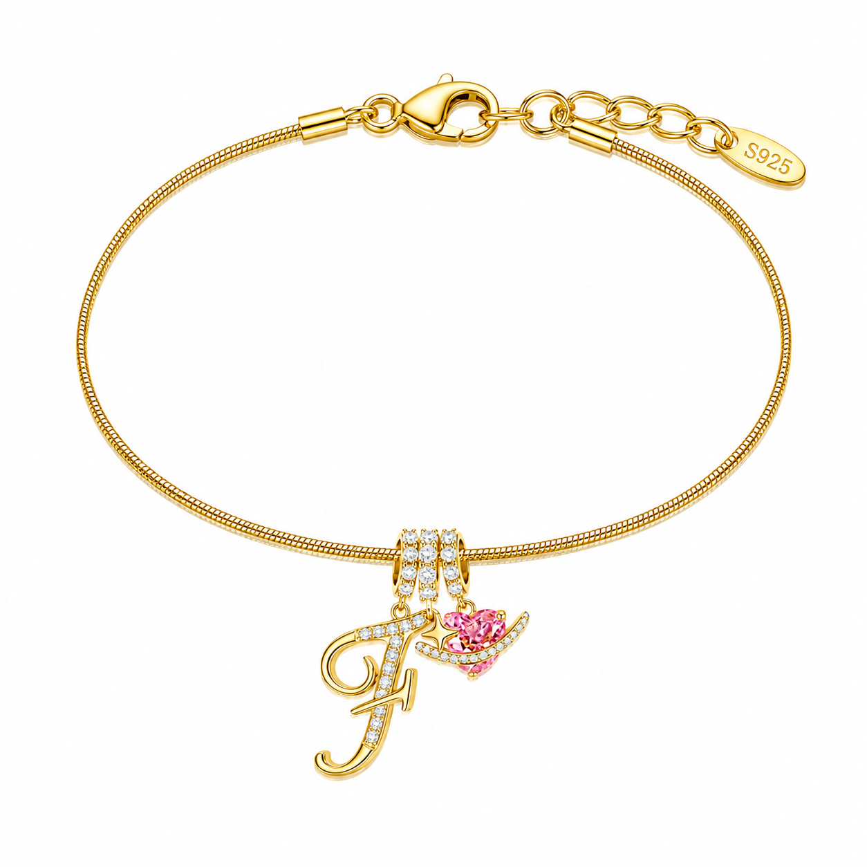 Gracie Initial Heart Bracelet