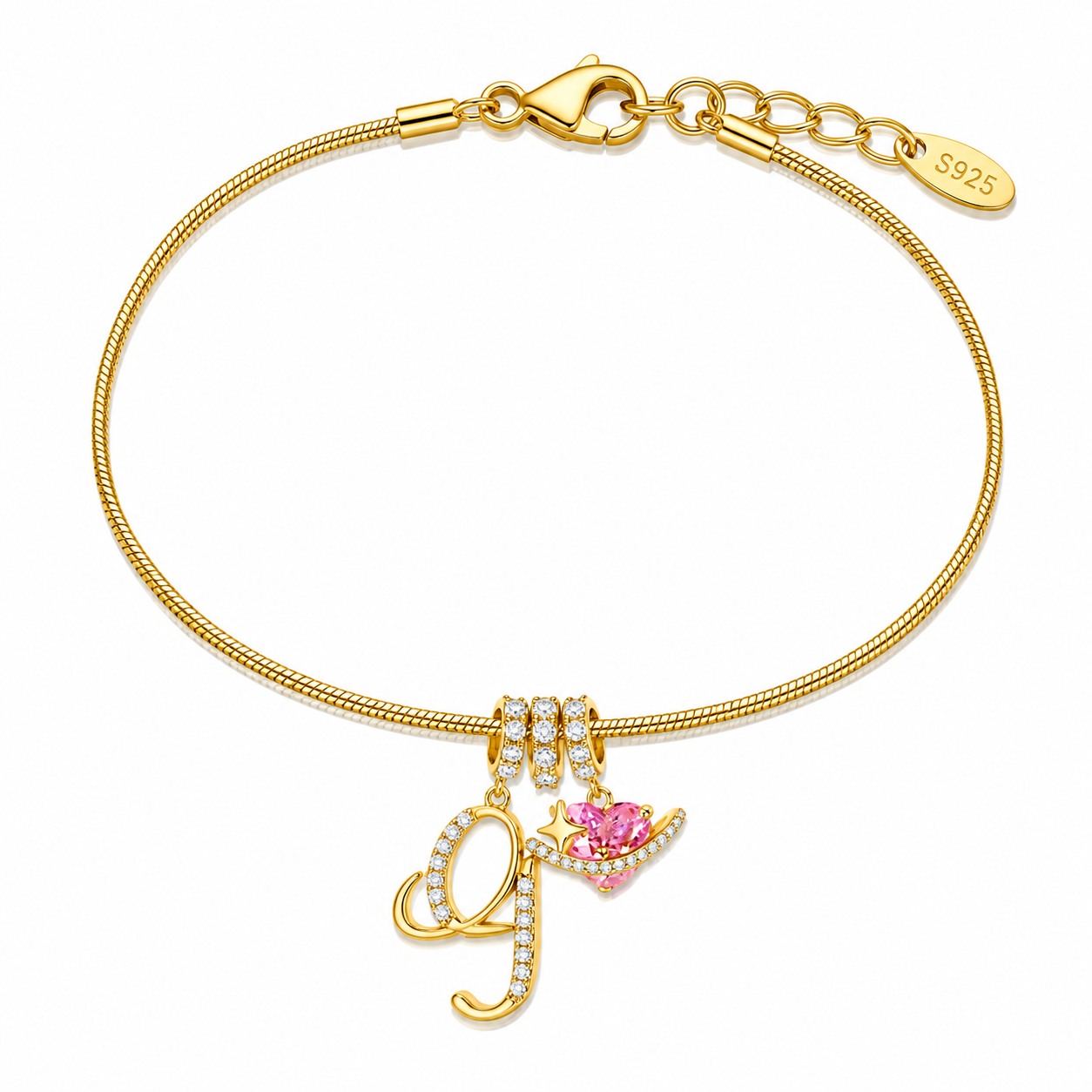 Gracie Initial Heart Bracelet