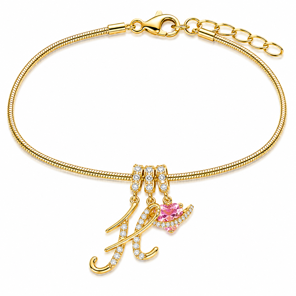 Gracie Initial Heart Bracelet