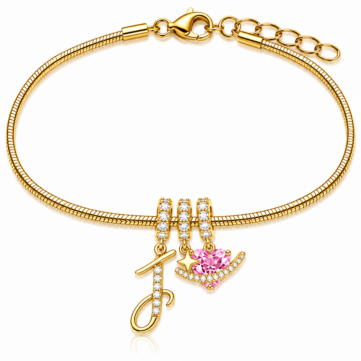 Gracie Initial Heart Bracelet