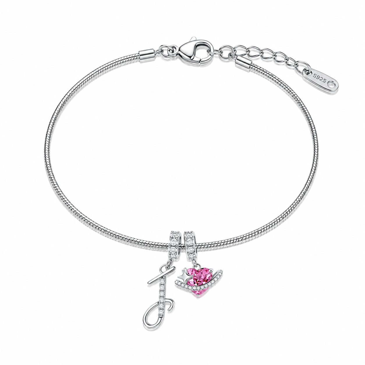 Gracie Initial Heart Bracelet
