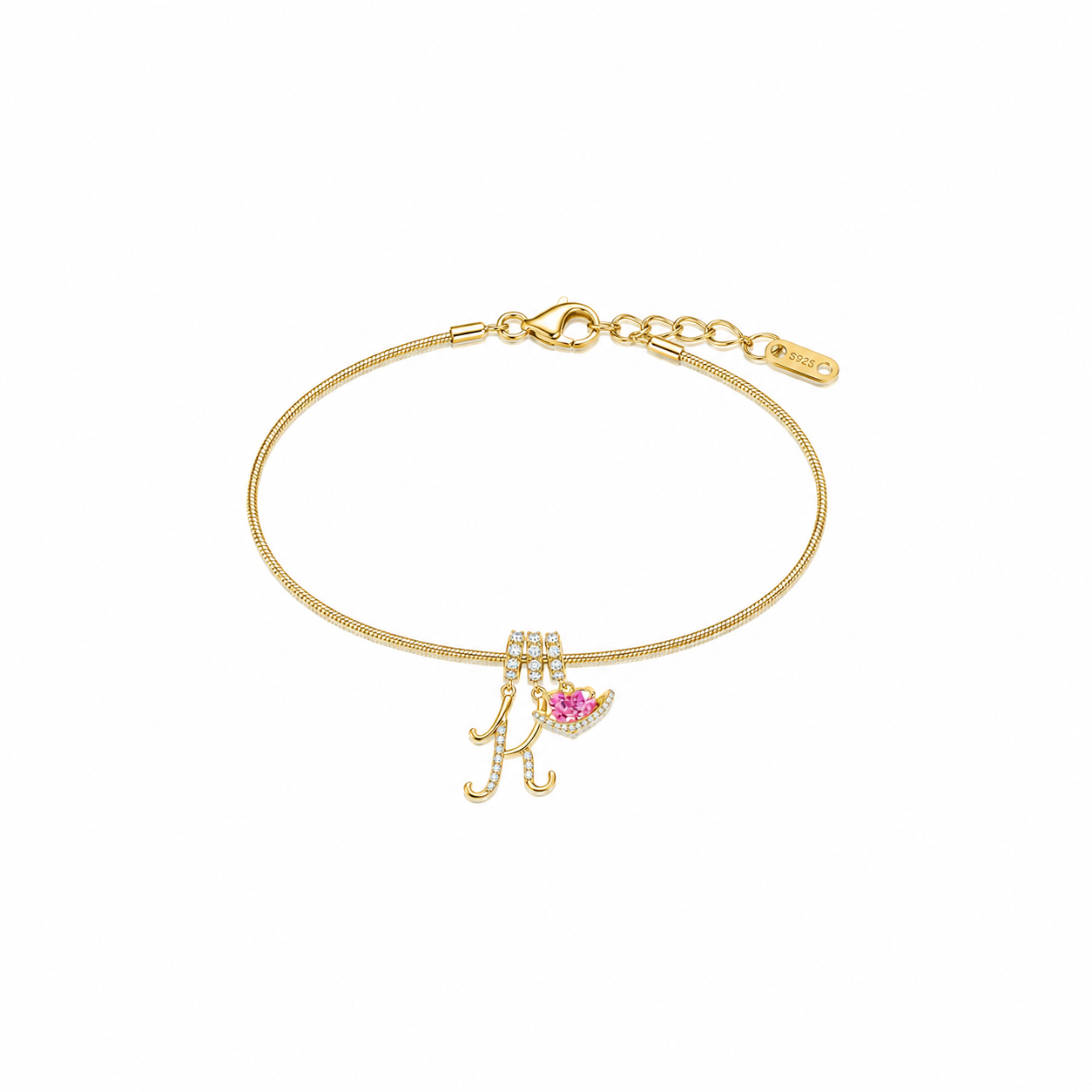 Gracie Initial Heart Bracelet