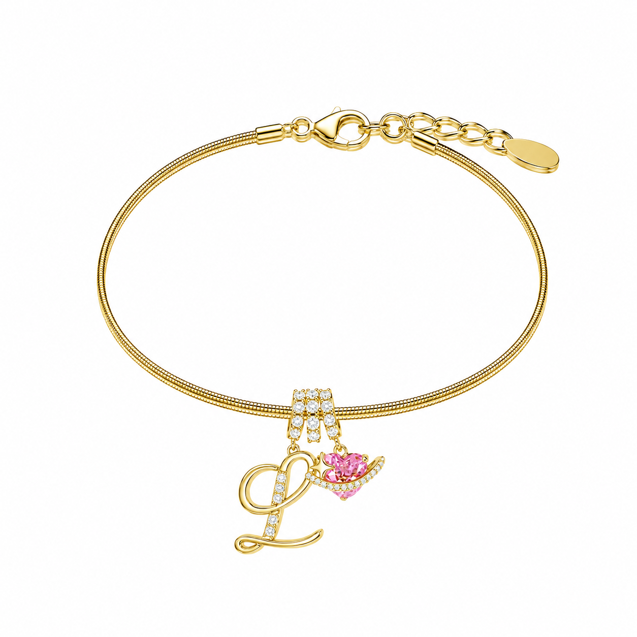 Gracie Initial Heart Bracelet
