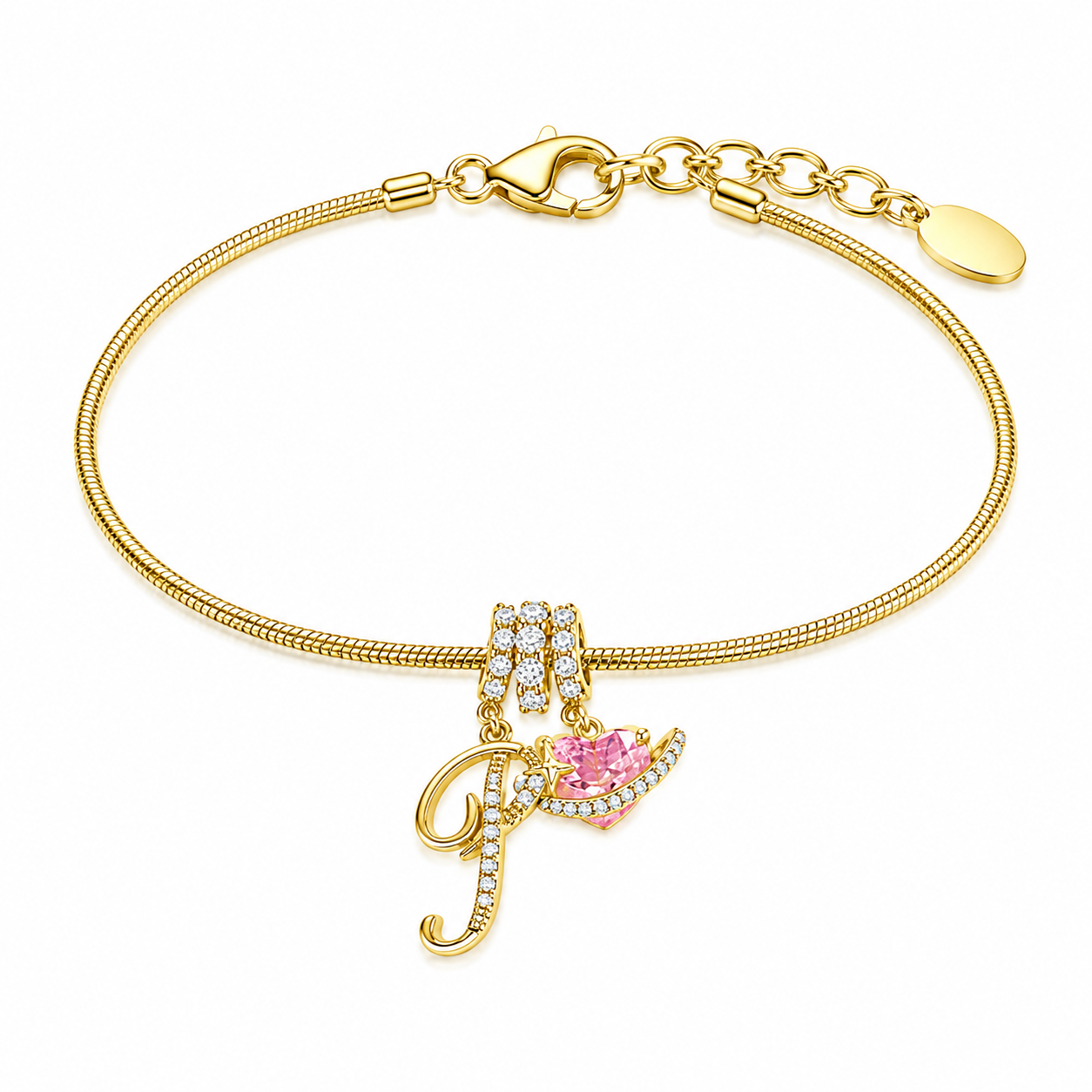 Gracie Initial Heart Bracelet