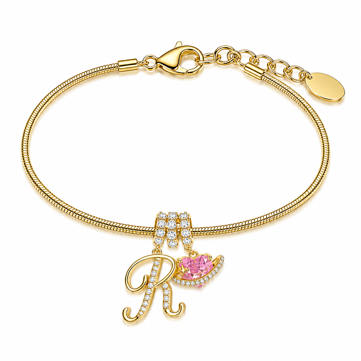 Gracie Initial Heart Bracelet