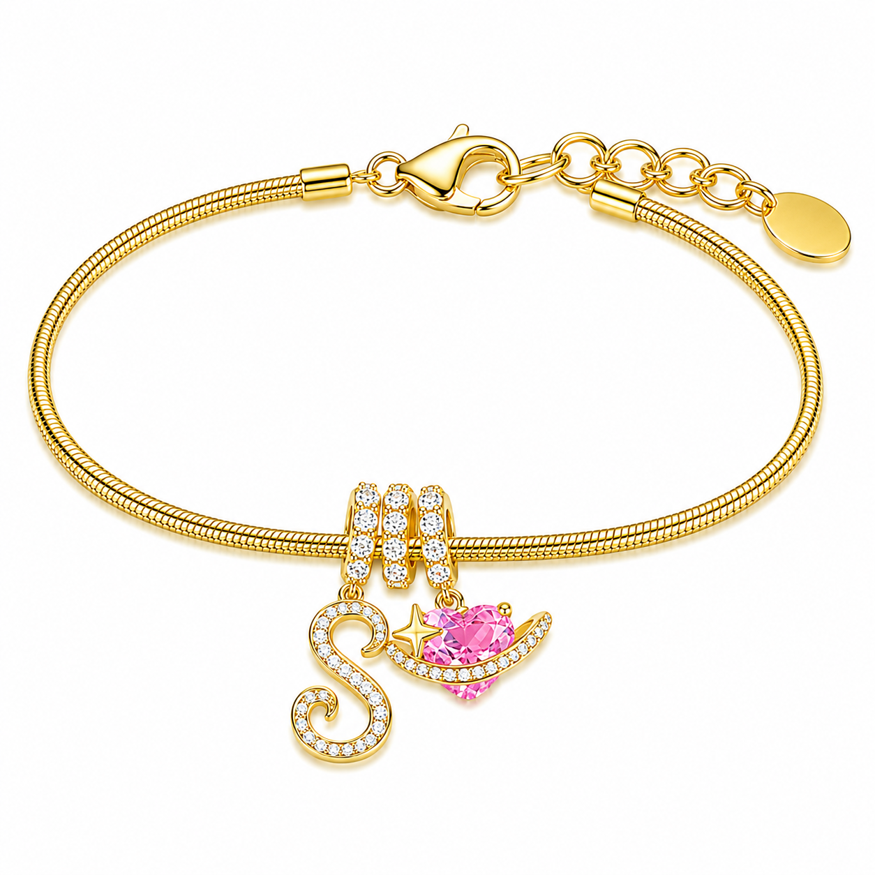 Gracie Initial Heart Bracelet