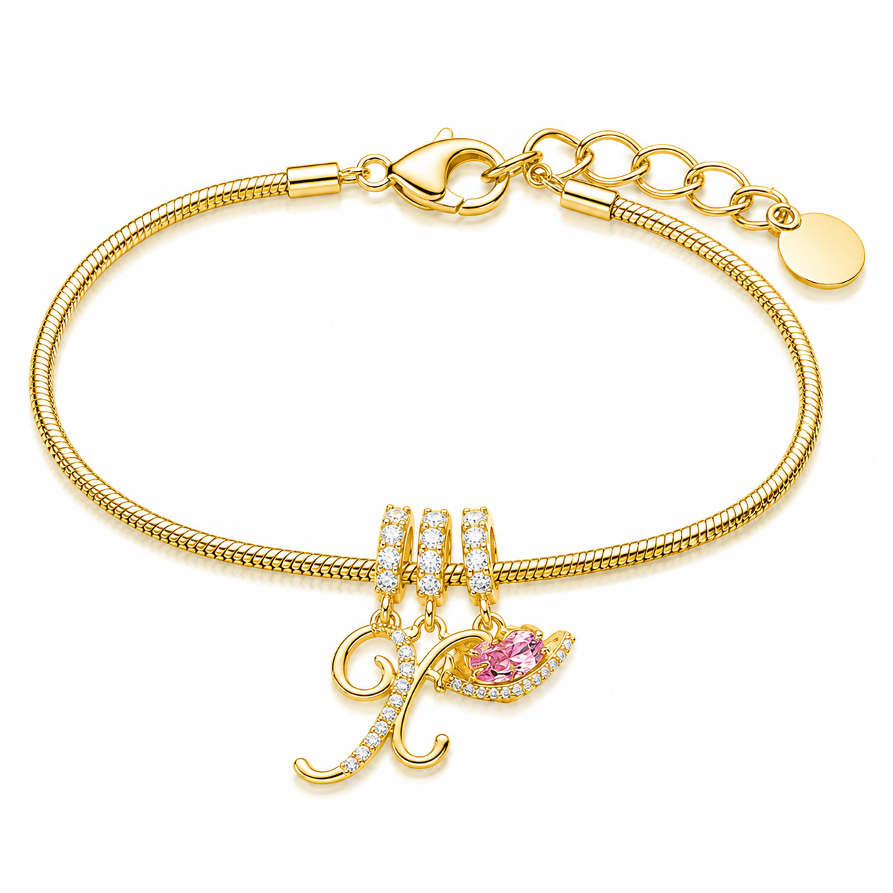 Gracie Initial Heart Bracelet