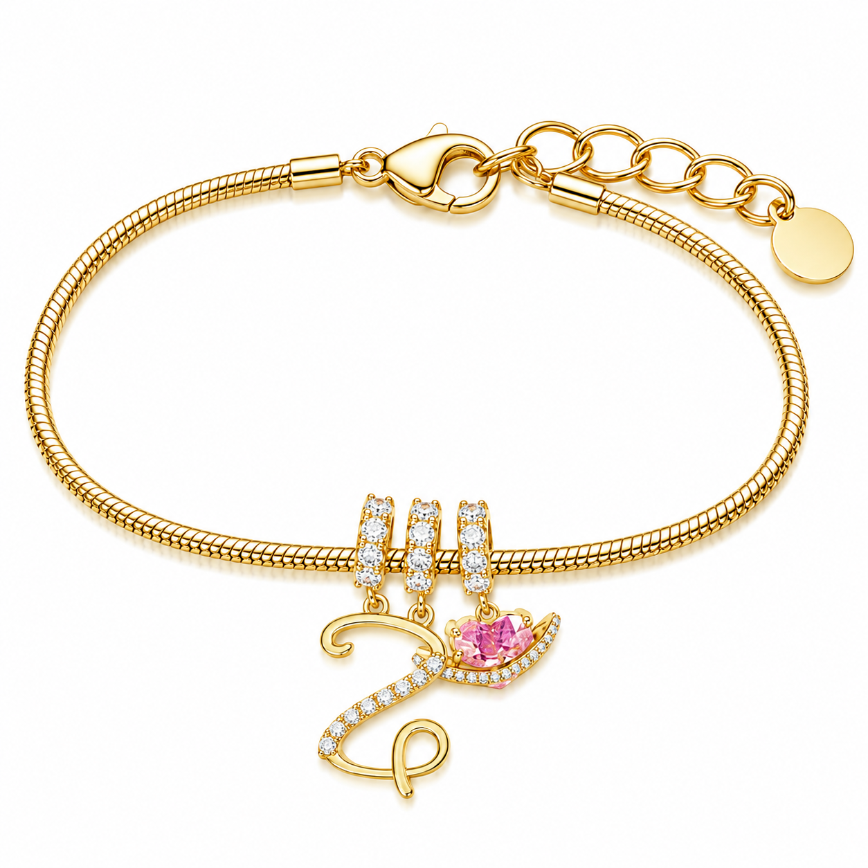 Gracie Initial Heart Bracelet