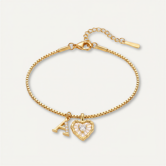 Lily Initial Heart Bracelet
