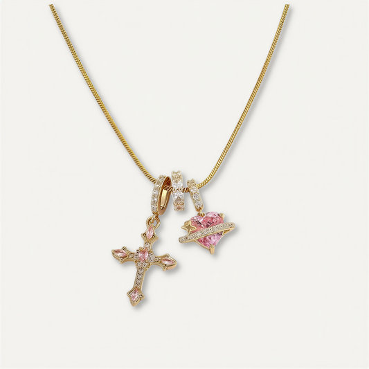 Gracie Cross Heart Necklace
