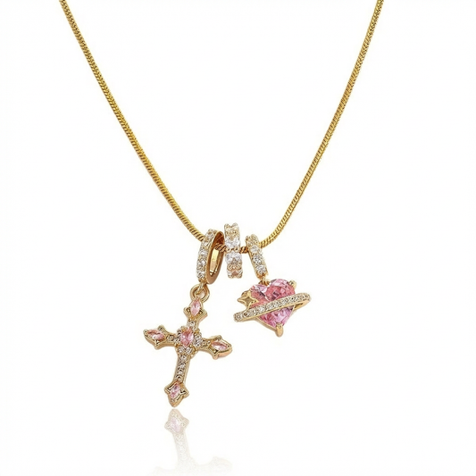Gracie Cross Heart Necklace