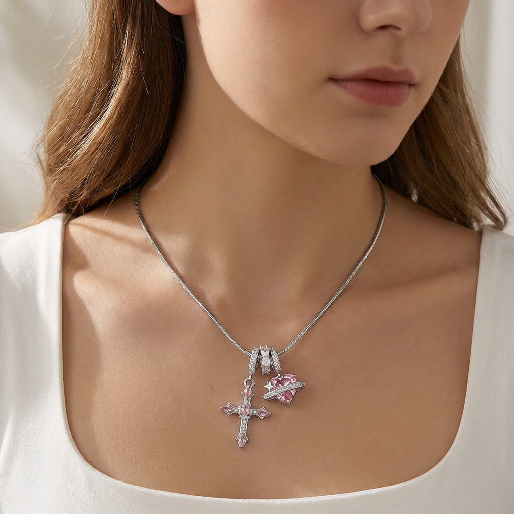 Gracie Cross Heart Necklace
